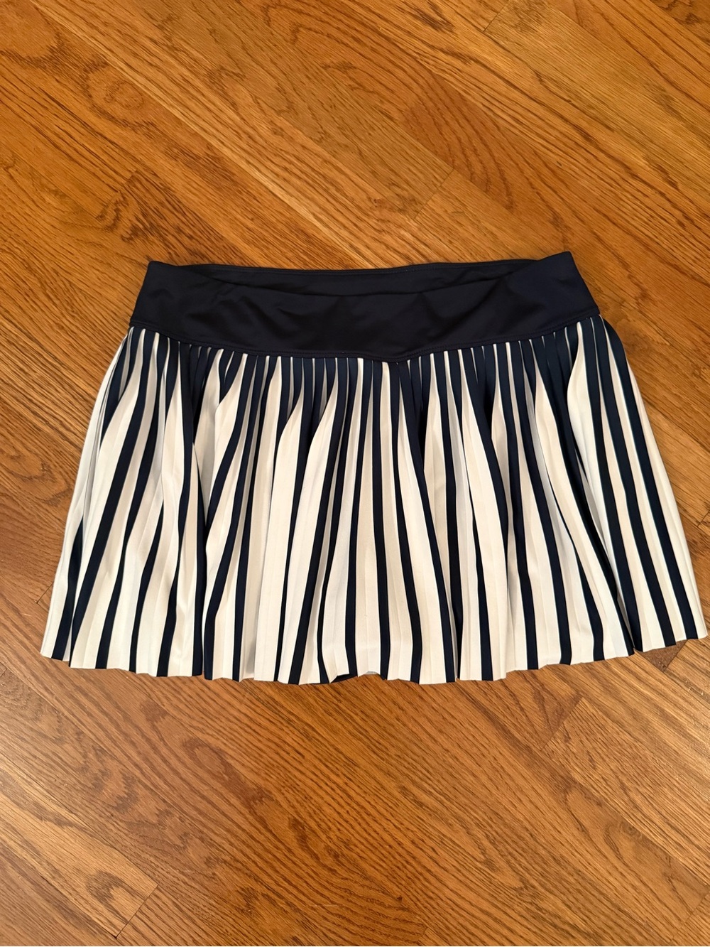 Fila Navy and White Striped Pleated Mini Skirt